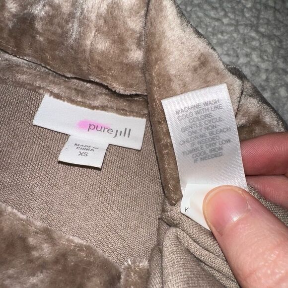 J. Jill Pure Velvet Mock Neck Tunic Sweater Tan Brown XS EUC - Picture 8 of 13